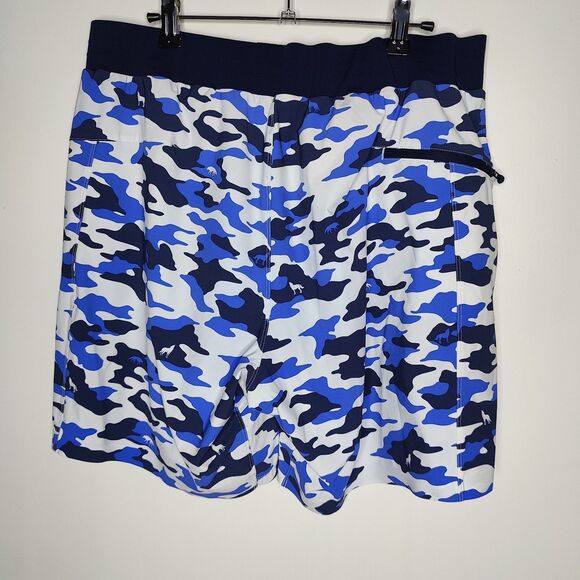 Greyson Golf Hybrid Swim Shorts Mens XL Blue Camo Wolf Print Lined - Picture 2 of 6